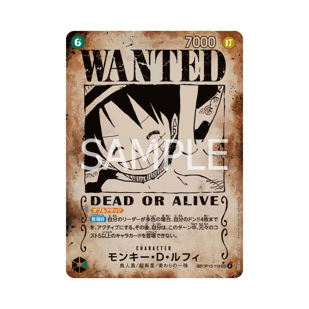One Piece Card Game Monkey D. Luffy OP13-118 SP Parallel – Wanted (JAP)