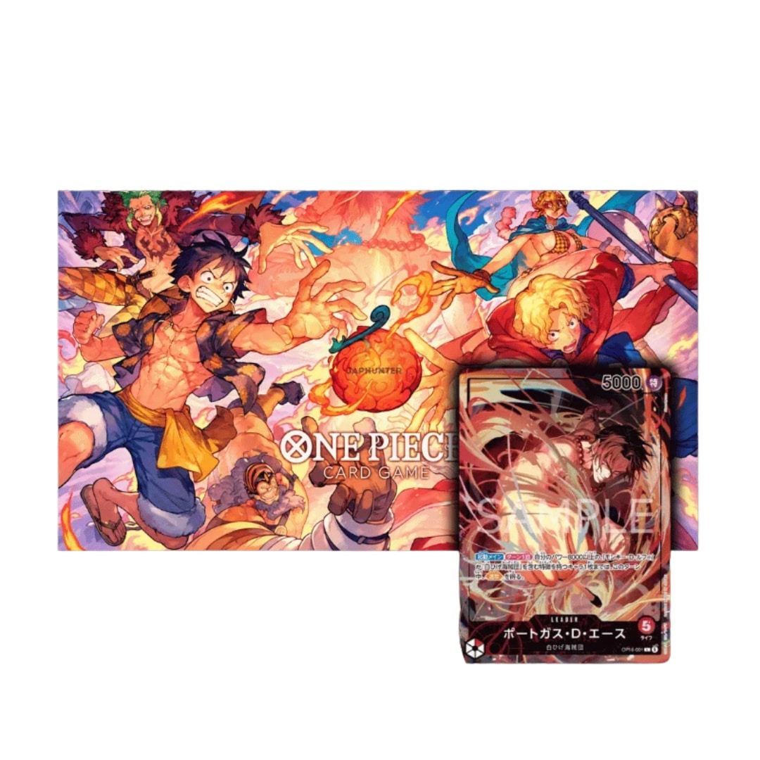 One Piece Card Game Official Playmat The Battle for the Mera Mera Fruit Edition con Promo Ace OP16-001 (JAP)